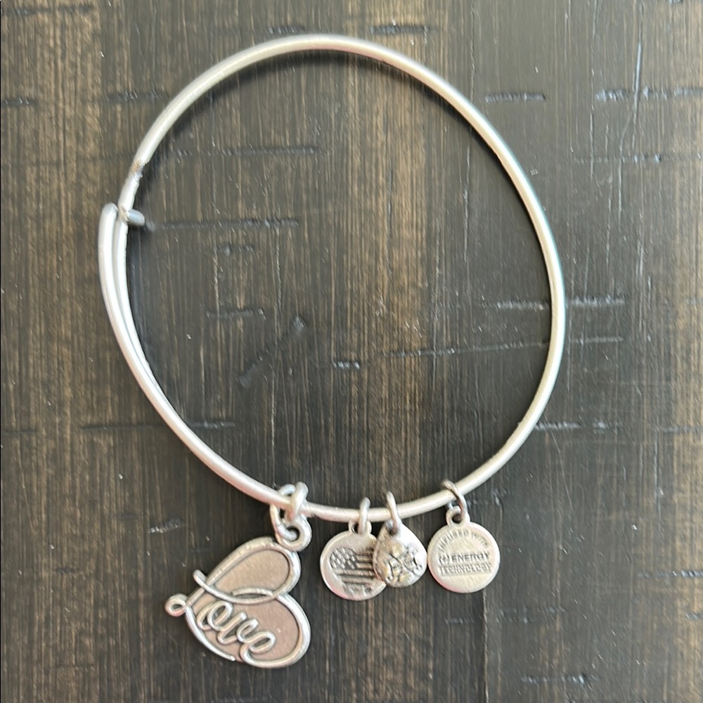 Alex and Ani Silver 'Love' Heart Charm Bangle Bracelet